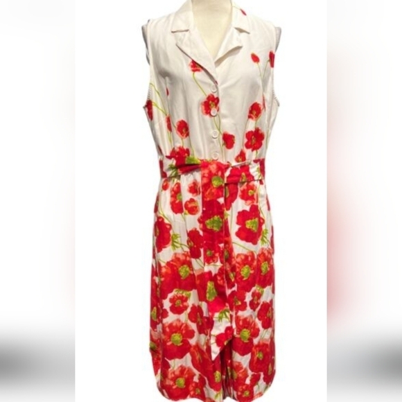 Lane Bryant  sz 28. Floral print sleeveless button down A line midi DRESS NWOT - Picture 1 of 8